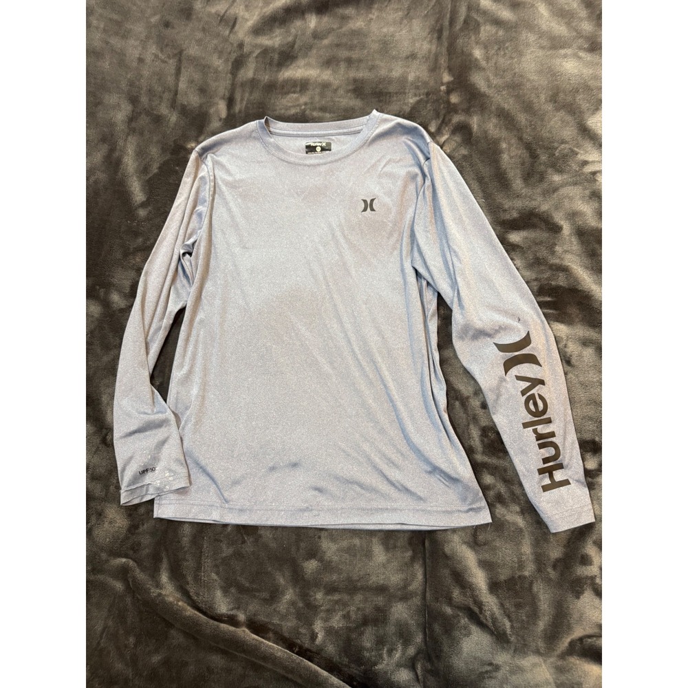 Hurley Boys XL 13-15 Long Sleeve Dri-FIT UPF 50 Rash Guard Blue Swim Shirt